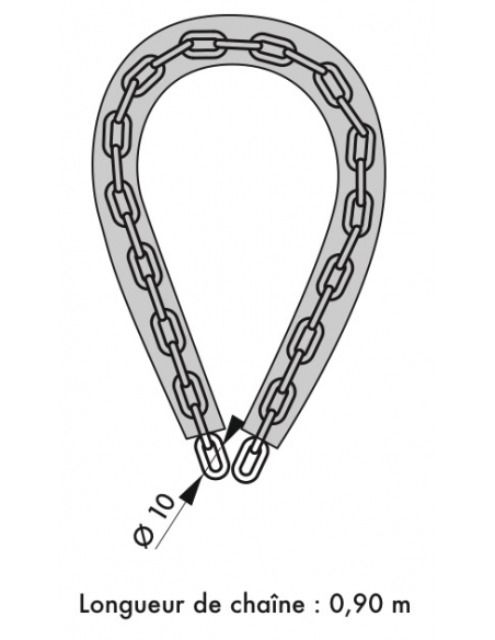 Vista aggiuntiva 2 di Catena rivestita in nylon, lunghezza 0,90 m, 2 chiavi – THIRARD