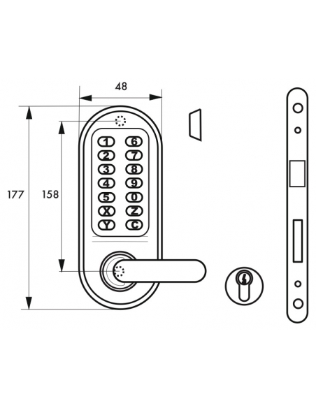 Serratura a combinazione meccanica per serratura da incasso per porta interna, quadrata 7mm, cromo opaco - THIRARD