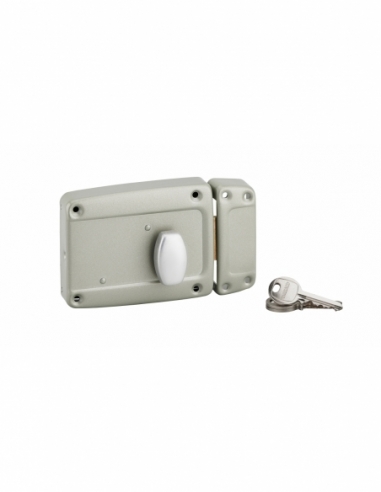 Serratura di sicurezza con cilindro e pomolo a pulsante 120 x 90 mm, destra, con maniglia – THIRARD