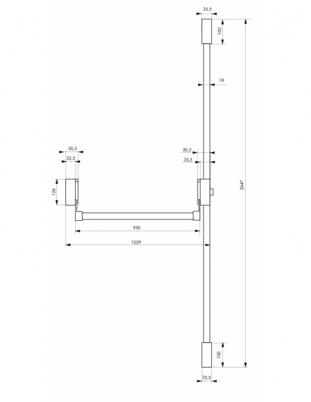 Vista aggiuntiva 2 di Serratura antipanico a 2/3 punti superiore e inferiore, reversibile, verniciata grigia, porta max 1150 mm