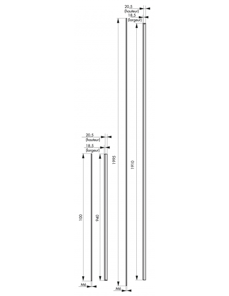 Kit di estensione per serratura maniglione antipanico, superiore e inferiore, per altezza porta 3m max, grigio - THIRARD