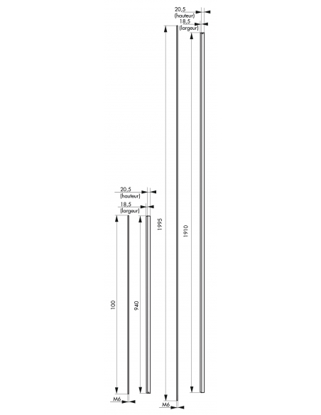 Kit di estensione per serratura maniglione antipanico, superiore e inferiore, per altezza porta 3m max, bianco - THIRARD