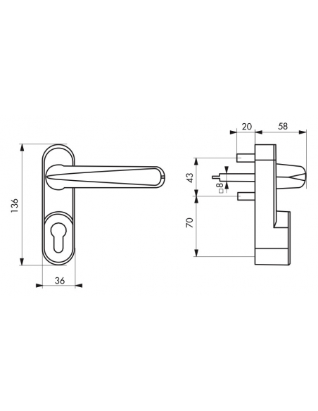 Vista aggiuntiva 1 di Maniglia di azionamento esterna verniciata nera, senza cilindro europeo – THIRARD