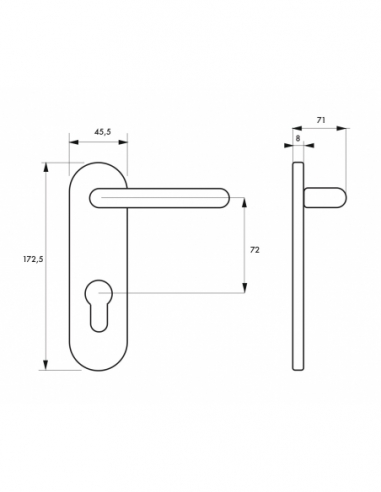 Set Maniglie Schermate Bricard – Piastra In Alluminio Spessore 12 Mm – Sicurezza Grado 3 Antieffrazione