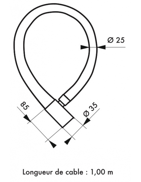 Antifurto a chiave Scorp, cavo d'acciaio, bici, 25mmx1m, 2 chiavi, nero - THIRARD