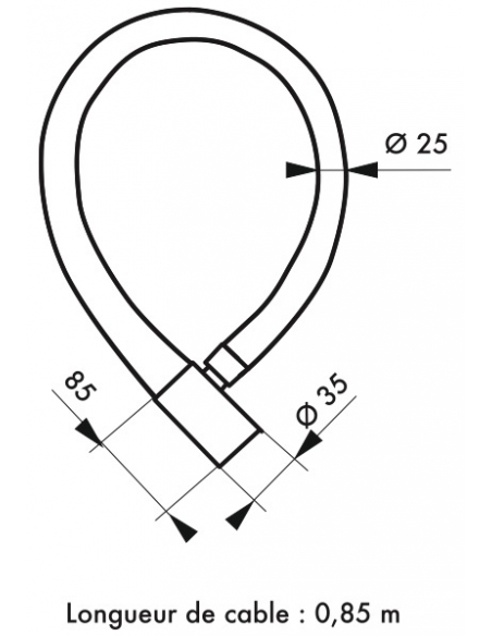 Antifurto a chiave Scorp, cavo d'acciaio blindato in guaina, bici, 25mm x 0.85m, 2 chiavi, nero - THIRARD