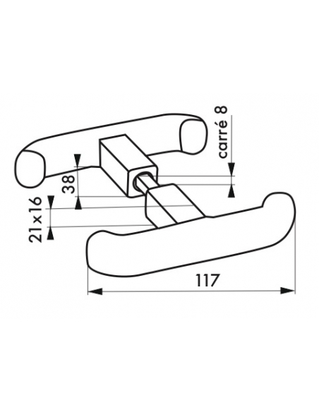 Maniglia per porta basculante di garage T, quadrate 8mm, nere - THIRARD