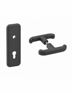 Set maniglia e piastra posteriore della porta basculante del garage T, 8 mm quadrato, nero – THIRARD