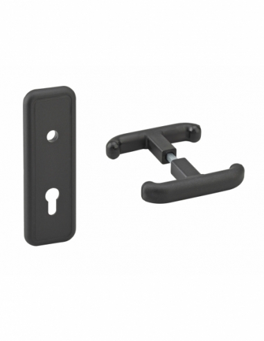 Set maniglia e piastra posteriore della porta basculante del garage T, 8 mm quadrato, nero – THIRARD