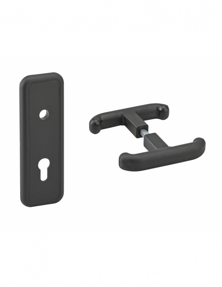 Set maniglia e piastra posteriore della porta basculante del garage T, 8 mm quadrato, nero – THIRARD