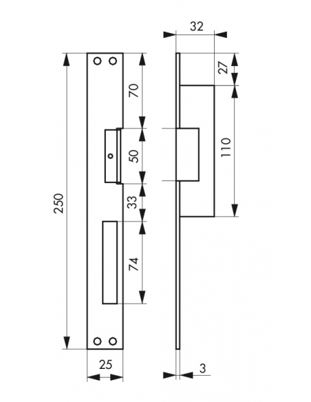 Incontro elettrico per serratura da incasso, elettroserratura reversibile, 12V, compatibile con l'esterno, grigio - THIRARD