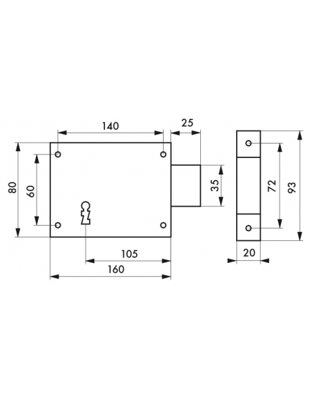 Vista aggiuntiva 1 di Serratura catenaccio 160 x 80 mm destra – THIRARD