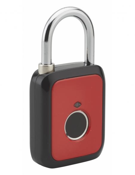 Lucchetto biometrico a impronta digitale, da esterno, arco in acciaio, 45 mm, rosso – THIRARD