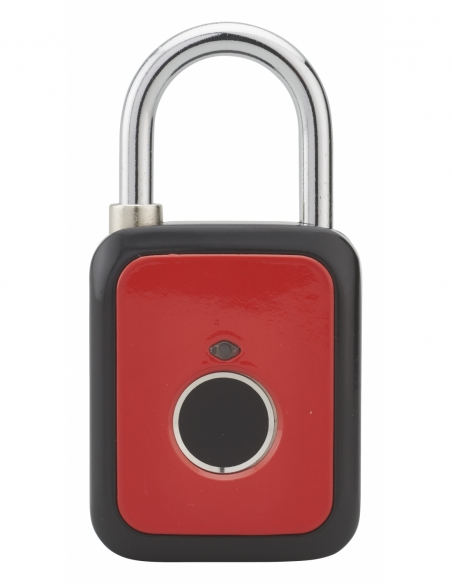 Lucchetto biometrico a impronta digitale, da esterno, arco in acciaio, 45mm, rosso - THIRARD