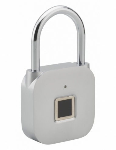 Lucchetto biometrico a impronta digitale, da esterno, arco in acciaio, 45 mm, grigio satinato – THIRARD
