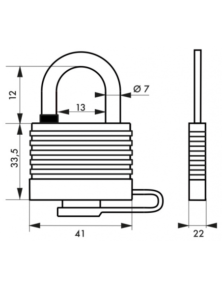 Lucchetto Sea Line Federal Lock, ottone, esterno, arco in acciaio inox, 35mm, 2 chiavi - THIRARD