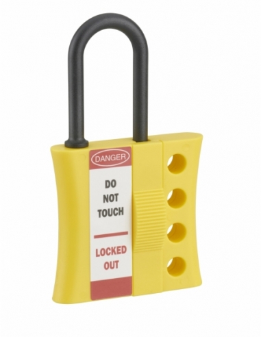 Ganascia PP nylon diametro 6mm isolato 4 fori, lucchettabile, Lockout Tagout LOTO - THIRARD