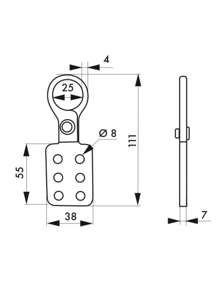 Ganascia in alluminio diametro 4mm isolata 6 fori - diametro interno 25mm, Lockout Tagout LOTO - THIRARD