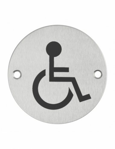 Targhetta segnaletica tonda Ø 76 mm “WC disabili”, da avvitare – THIRARD