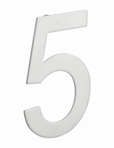 Numero civico 5 in acciaio inox 304, altezza 100 mm, con distanziatori – THIRARD