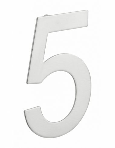 Numero civico 5 in acciaio inox 304, altezza 100 mm, con distanziatori – THIRARD