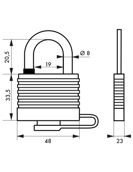 Lucchetto Sea Line Federal Lock, ottone, esterno, arco in acciaio inox, 40mm, 2 chiavi - THIRARD