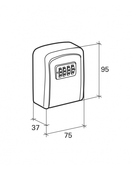 Cassetta portachiavi keybox, 37x75mm, a muro, nero e grigio, combinazione a 4 cifre, per chiavi portone B&B - THIRARD