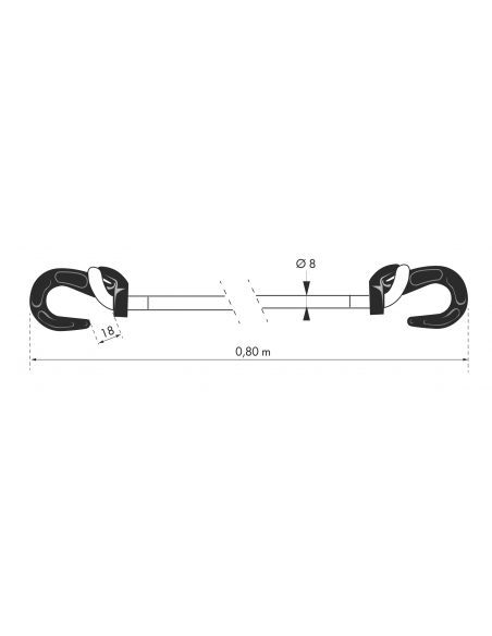 Vista aggiuntiva 1 di Tenditore elastico Ø 8 mm x 80 cm con gancio e anello – THIRARD