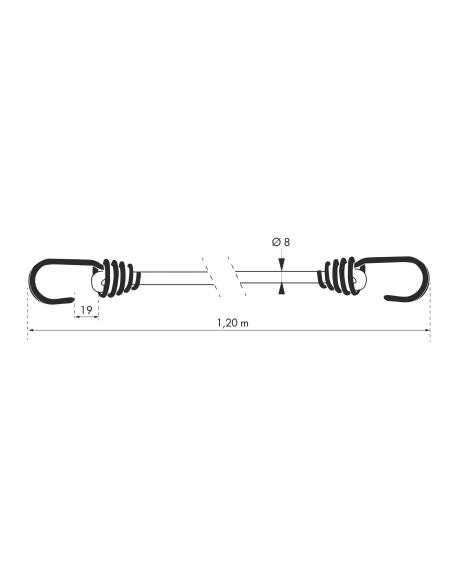 Set di 2 tenditori in gomma a gancio, 8mmx1,2m, arancione - THIRARD