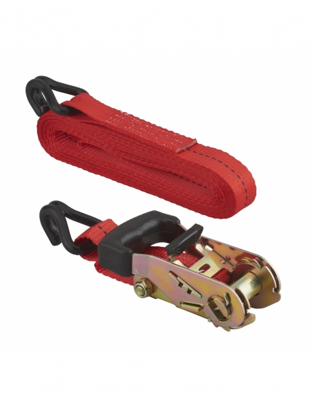 Cinghia di serraggio 5 m con cricchetto e ganci JJ, rossa, 27 mm – THIRARD