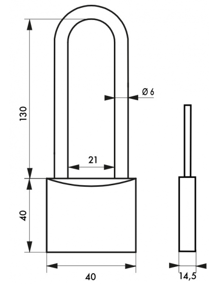 Lucchetto a chiave Tipo 1, ottone, da esterno, arco in ottone, 40mm, 2 chiavi - THIRARD