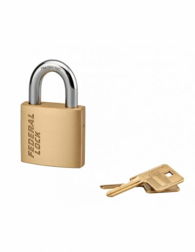 Lucchetto Federal Lock 520, ottone, costruzione, arco in acciaio, 45mm, 2 chiavi - THIRARD