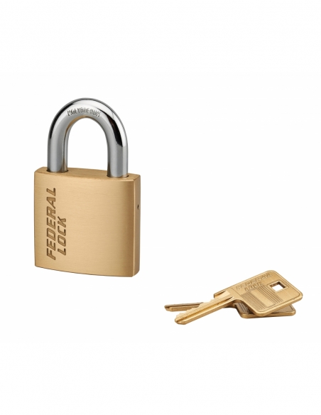 Lucchetto Federal Lock 520, ottone, costruzione, arco in acciaio, 45mm, 2 chiavi - THIRARD