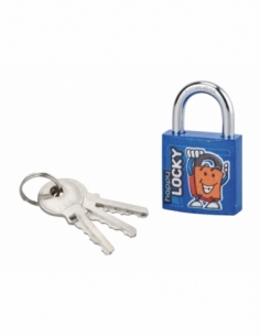 Lucchetto Happy Lock, acciaio, interno, arco in acciaio, 30mm, blu, 3 chiavi - THIRARD
