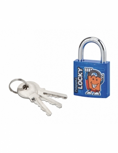 Lucchetto Happy Lock, acciaio, interno, arco in acciaio, 30 mm, blu, 3 chiavi – THIRARD