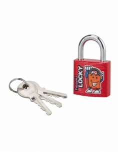 Lucchetto Happy Lock, acciaio, interno, arco in acciaio, 30 mm, rosso, 3 chiavi – THIRARD