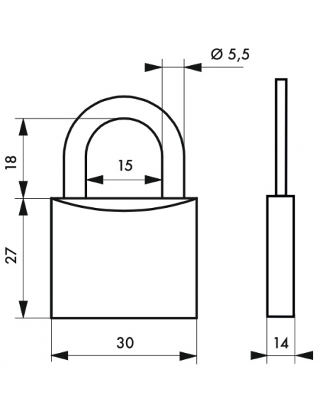 Vista aggiuntiva 1 di Lucchetto Happy Lock, acciaio, interno, arco in acciaio, 30 mm, rosso, 3 chiavi – THIRARD