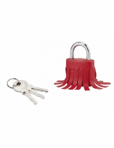 Lucchetto Fashion Leather, acciaio, interno, arco in acciaio, 30 mm, rosso, 3 chiavi – THIRARD