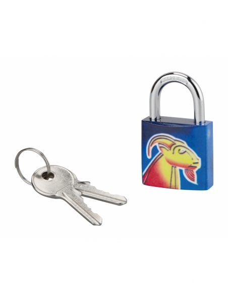 Lucchetto segno zodiacale Capricorno, acciaio, interno, arco in acciaio, 30 mm, 3 chiavi – THIRARD