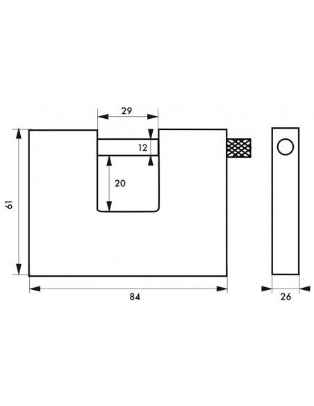 Vista aggiuntiva 1 di Lucchetto LAND blindato 80 mm, 3 chiavi – THIRARD