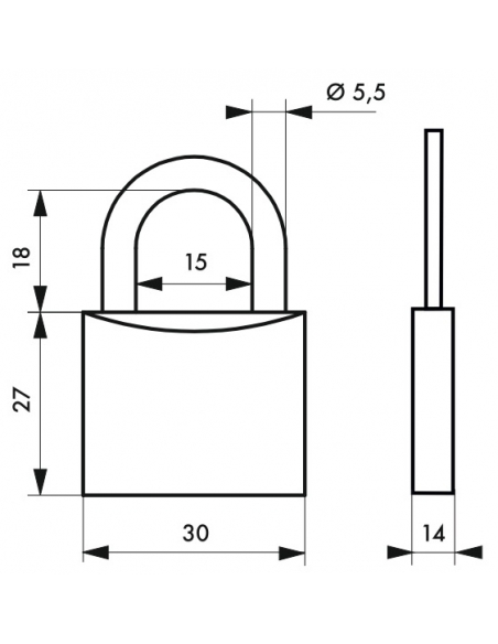 Lucchetto Bulmlecom Extra Lock, acciaio, interno, arco in acciaio, 30mm, 3 chiavi - THIRARD