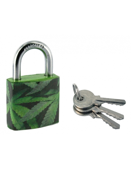 Lucchetto Legalize Cannabis, acciaio, interno, arco in acciaio, 30mm, 2 chiavi - THIRARD