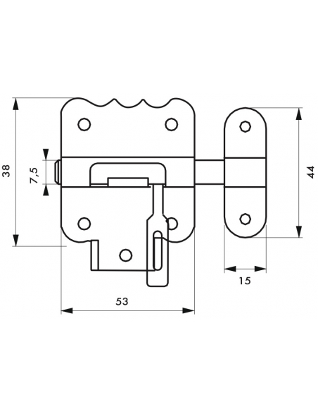 Chiusura a chiavistello per porta, bloccabile, acciaio, Ø 7.5mm bronzo - THIRARD