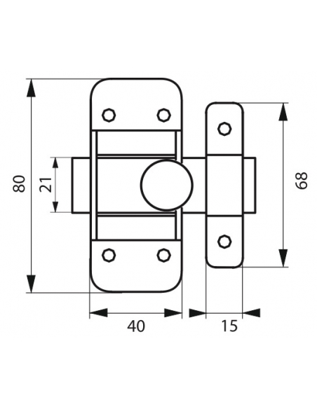 Chiusura a chiavistello per porta, acciaio, Ø 6.5mm, zincato - THIRARD