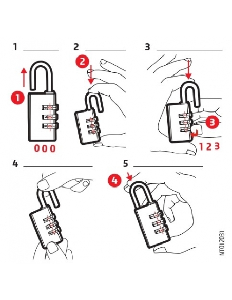 Lucchetto a combinazione Compact 04 per chiave passepartout, 4 cifre, interno, arco in acciaio, 30mm, nero - THIRARD