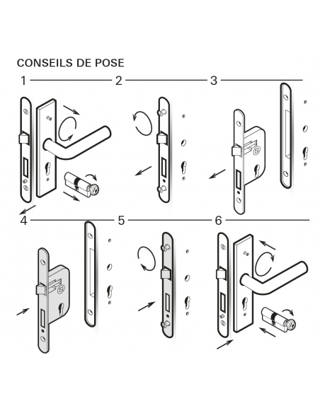 Serratura da incasso per porta interna con chiave, 1/2 giro, asse 40mm, estremità  quadrate, 1 chiave - THIRARD