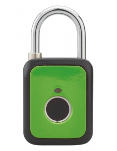 Lucchetto biometrico a impronta digitale, da esterno, arco in acciaio, 45 mm, verde – THIRARD