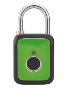 Lucchetto biometrico a impronta digitale, da esterno, arco in acciaio, 45mm, verde - THIRARD