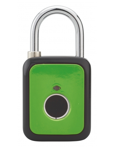 Lucchetto biometrico a impronta digitale, da esterno, arco in acciaio, 45 mm, verde – THIRARD