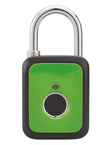 Lucchetto biometrico a impronta digitale, da esterno, arco in acciaio, 45 mm, verde – THIRARD
